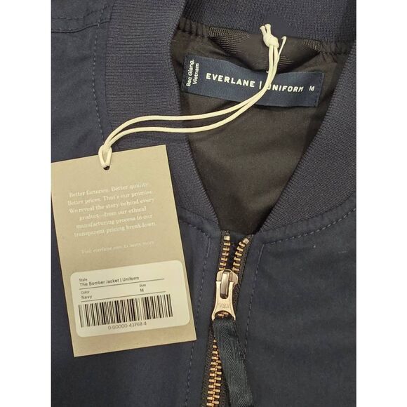 Everlane Uniform Navy Bomber Jacket Size M NWT Cotton Recycled Blend - Picture 2 of 9